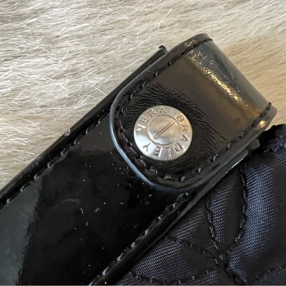 VERA BRADLEY Caviar Black Midnight Clutch Handbag Patient Leather Microfiber - Picture 4 of 13